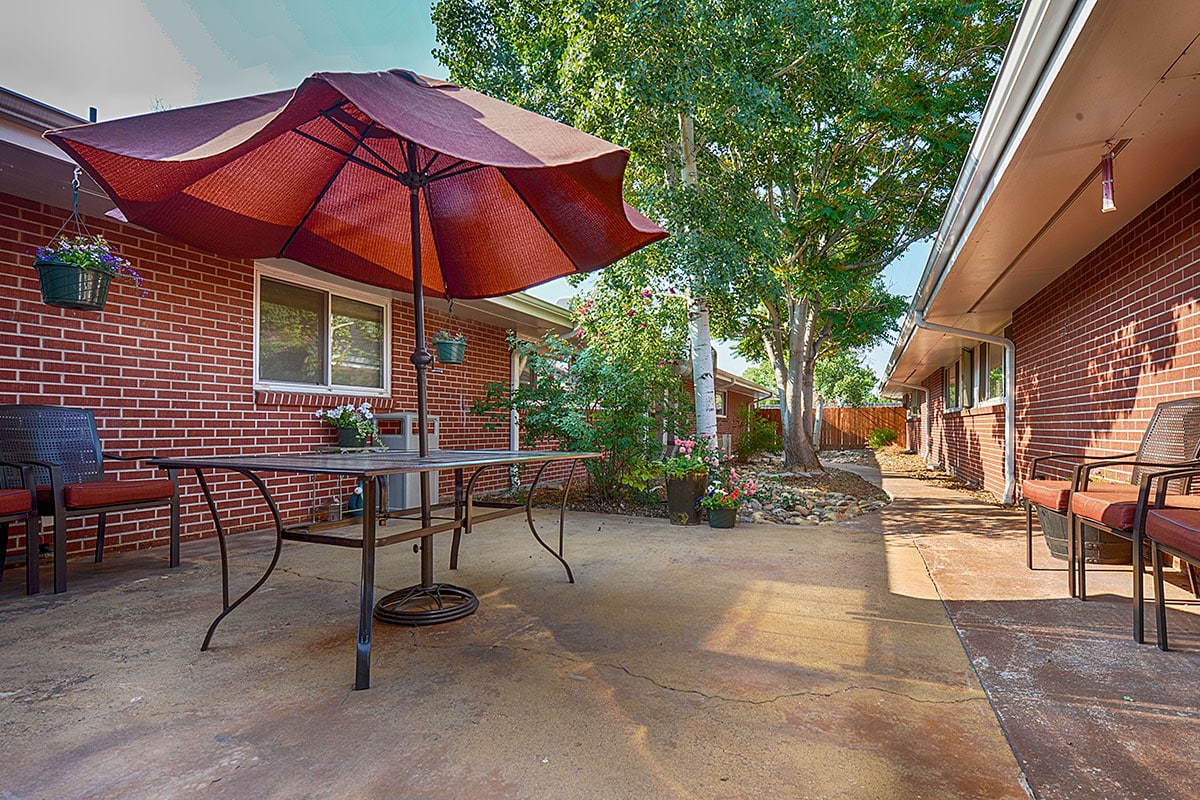 the patio of the Lakeside Post Acute facility