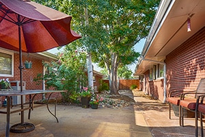 the patio of the Lakeside Post Acute facility
