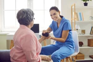 Lakeside Post Acute skilled nurse working with resident